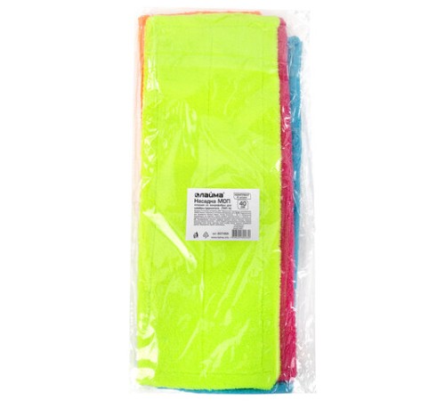 Насадка МОП 40 плоская КОМПЛЕКТ 4 шт., УНИВЕРСАЛЬНАЯ для швабр 38-42 см (ТИП К), микрофибра, LAIMA, 607459