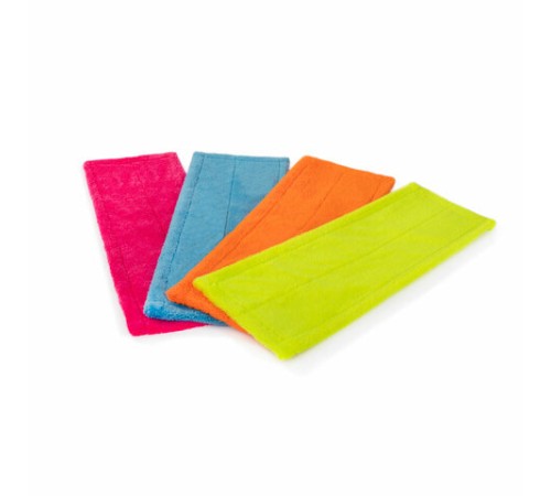 Насадка МОП 40 плоская КОМПЛЕКТ 4 шт., УНИВЕРСАЛЬНАЯ для швабр 38-42 см (ТИП К), микрофибра, LAIMA, 607459