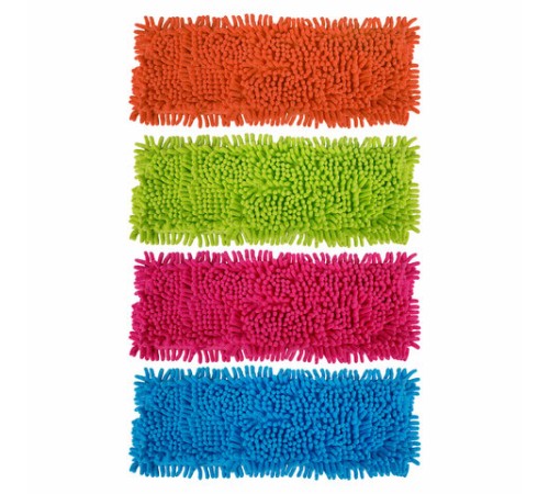 Насадка МОП 40 КОМПЛЕКТ 4 шт., УНИВЕРСАЛЬНАЯ для швабр 38-42 см (ТИП К), микрофибра букли/синель, LAIMA, 607460