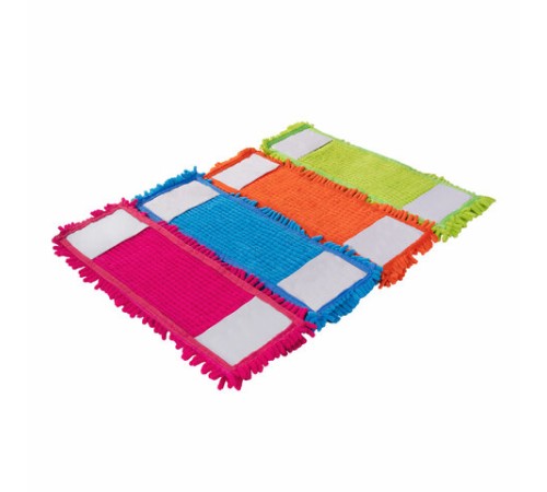 Насадка МОП 40 КОМПЛЕКТ 4 шт., УНИВЕРСАЛЬНАЯ для швабр 38-42 см (ТИП К), микрофибра букли/синель, LAIMA, 607460