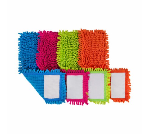 Насадка МОП 40 КОМПЛЕКТ 4 шт., УНИВЕРСАЛЬНАЯ для швабр 38-42 см (ТИП К), микрофибра букли/синель, LAIMA, 607460