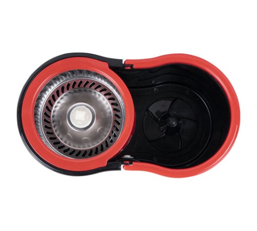 Швабра с отжимом и ведром 7л/5л отжим центрифуга / рукоятка, 2 круглые насадки, крепление кольцо, черный, LAIMA 607487