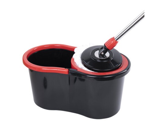 Швабра с отжимом и ведром 7л/5л отжим центрифуга / рукоятка, 2 круглые насадки, крепление кольцо, черный, LAIMA 607487
