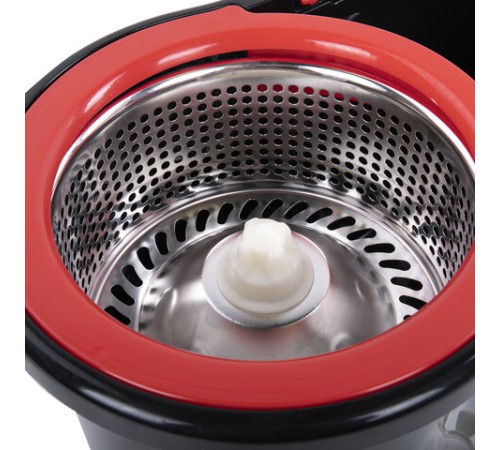 Швабра с отжимом и ведром 7л/5л отжим центрифуга / рукоятка, 2 круглые насадки, крепление кольцо, черный, LAIMA 607487