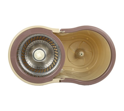 Швабра с отжимом и ведром 7л/5л, отжим центрифуга / рукоятка, 2 круглые насадки, крепление кольцо, бежевый, LAIMA, 607488