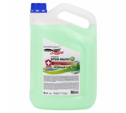 Мыло-крем жидкое c АНТИБАКТЕРИАЛЬНЫМ ЭФФЕКТОМ, 5 л, ЗОЛОТОЙ ИДЕАЛ DELUXE 