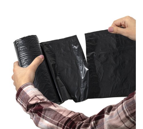 Мешки для мусора 190 л черные в рулоне 10 шт., ПВД 23 мкм, 90х120 см, ЛЮБАША 