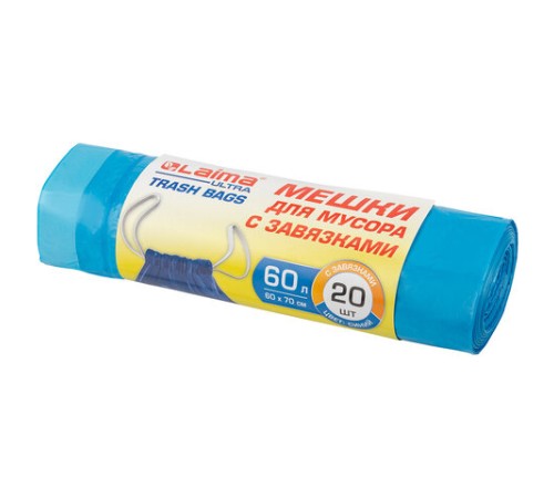 Мешки для мусора с завязками LAIMA 