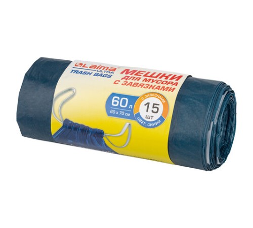 Мешки для мусора с завязками LAIMA 