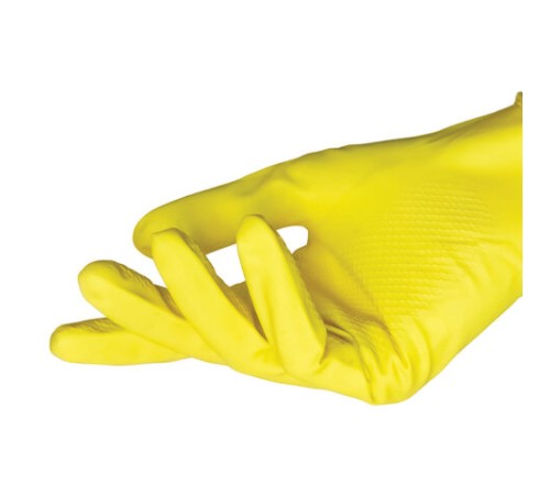 Перчатки МНОГОРАЗОВЫЕ латексные AVIORA, хлопчатобумажное напыление, размер 6,5-7, S (малый), желтые, вес 33 г, 402-566
