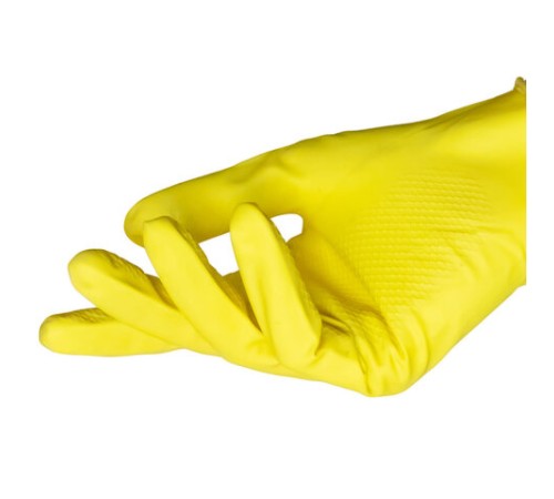 Перчатки МНОГОРАЗОВЫЕ латексные AVIORA, хлопчатобумажное напыление, размер 9-10, XL (очень большой), желтые, вес 38 г, 402-569