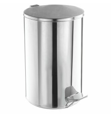 Ведро мусорное с педалью 10 литров, УСИЛЕННОЕ, кольцо под мешок, хром, нержавеющая сталь, ТИТАН