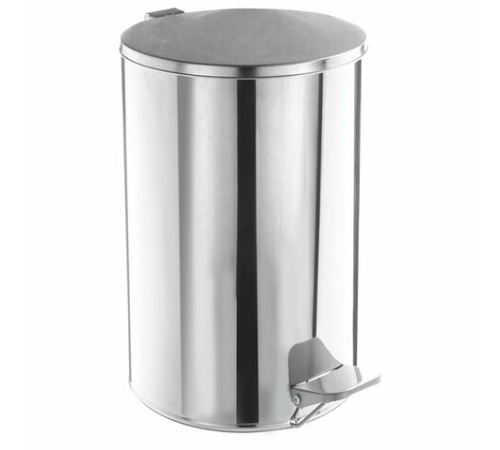 Ведро мусорное с педалью 10 литров, УСИЛЕННОЕ, кольцо под мешок, хром, нержавеющая сталь, ТИТАН