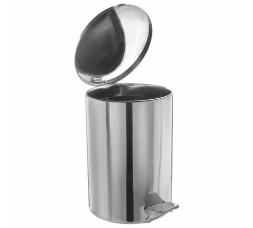 Ведро мусорное с педалью 10 литров, УСИЛЕННОЕ, кольцо под мешок, хром, нержавеющая сталь, ТИТАН