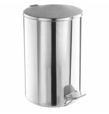 Ведро мусорное с педалью 20 литров, УСИЛЕННОЕ, кольцо под мешок, хром, нержавеющая сталь, ТИТАН