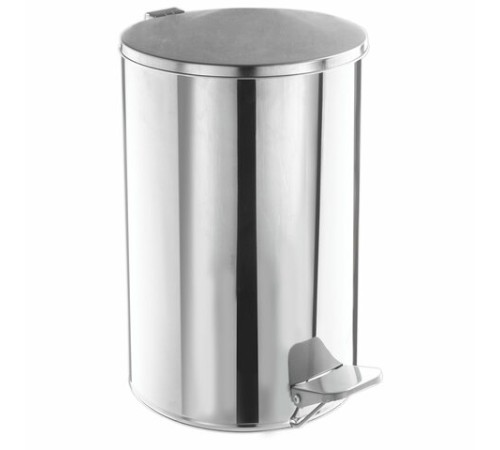 Ведро мусорное с педалью 20 литров, УСИЛЕННОЕ, кольцо под мешок, хром, нержавеющая сталь, ТИТАН