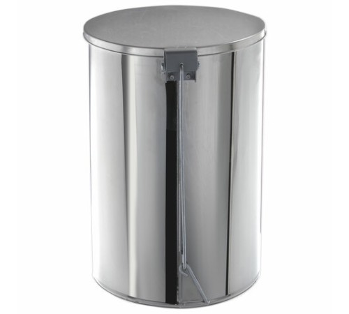 Ведро мусорное с педалью 20 литров, УСИЛЕННОЕ, кольцо под мешок, хром, нержавеющая сталь, ТИТАН