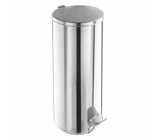 Ведро мусорное с педалью 30 литров, УСИЛЕННОЕ, кольцо под мешок, хром, нержавеющая сталь, ТИТАН
