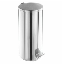 Урна для мусора с педалью 50 литров, УСИЛЕННОЕ, кольцо под мешок, хром, нержавеющая сталь, ТИТАН