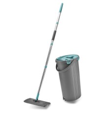 Швабра с отжимом и ведром 8л/7л двухкамерное, насадка из микрофибры карманы с 2-х сторон, серый, Light Mop, MILEY, 901-618