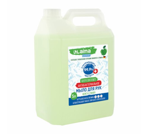 Мыло жидкое антибактериальное биоразлагаемое 5 л, LAIMA EXPERT 
