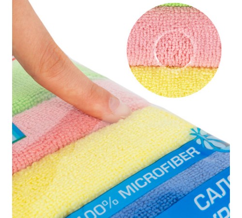 Салфетка из МИКРОФИБРЫ универсальная 40х40 см, КОМПЛЕКТ 4 шт., MULTI PRO COLOUR, 280 г/м2, LAIMA, 607793