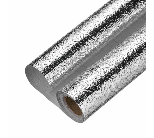 Самоклеящаяся пленка, алюминиевая фольга защитная для кухни/дома, 0,6х3 м, серебро, узор, DASWERK (ДАСВЕРК), 607846
