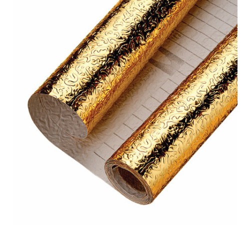 Самоклеящаяся пленка, алюминиевая фольга защитная для кухни/дома, 0,6х3 м, золото, узор, DASWERK (ДАСВЕРК), 607847