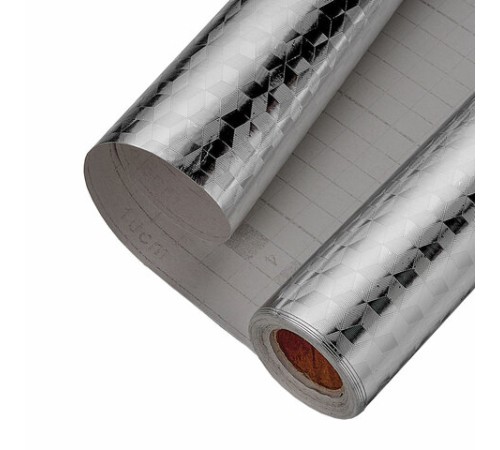 Самоклеящаяся пленка, алюминиевая фольга защитная для кухни/дома, 0,6х3 м, серебро, кубы, DASWERK (ДАСВЕРК), 607848