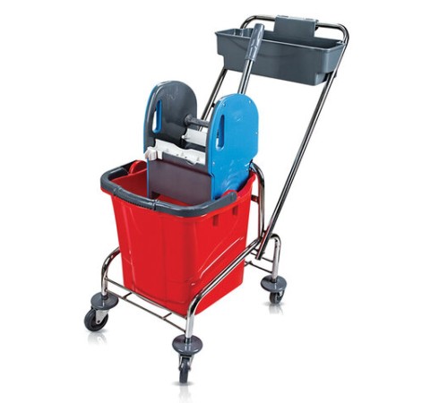 Тележка уборочная, 1 съемное ведро 25 л, механический отжим, корзина, BRABIX, Турция, 607902