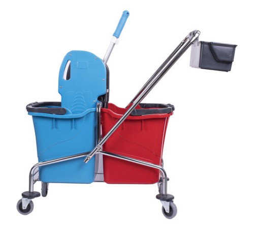 Тележка уборочная, 2 съемных ведра по 25 л, механический отжим, корзина, BRABIX, Турция, 607903