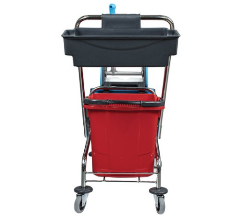 Тележка уборочная, 2 съемных ведра по 25 л, механический отжим, корзина, BRABIX, Турция, 607903