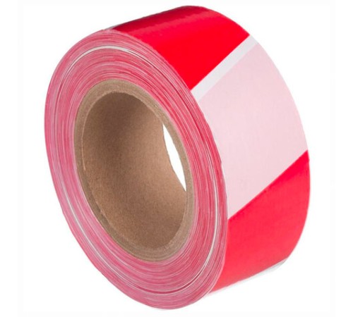 Лента оградительная сигнальная красно-белая, 50 мм х 200 м, СТАНДАРТ, основа полиэтилен, ЛО 200/50