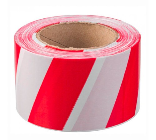 Лента оградительная сигнальная красно-белая, 75 мм х 200 м, СТАНДАРТ, основа полиэтилен, ЛО 200/75