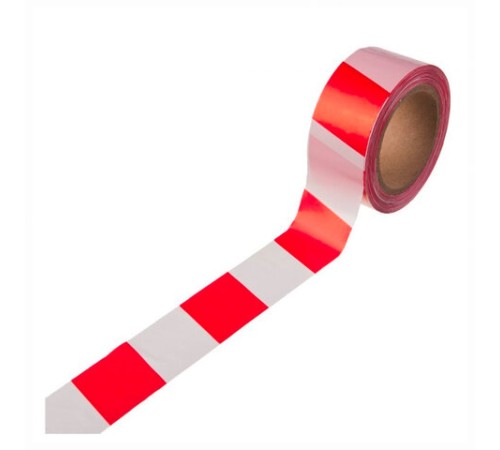 Лента оградительная сигнальная красно-белая, 75 мм х 200 м, СТАНДАРТ, основа полиэтилен, ЛО 200/75