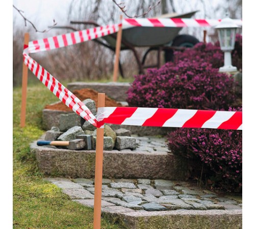 Лента оградительная сигнальная красно-белая, 75 мм х 200 м, СТАНДАРТ, основа полиэтилен, ЛО 200/75