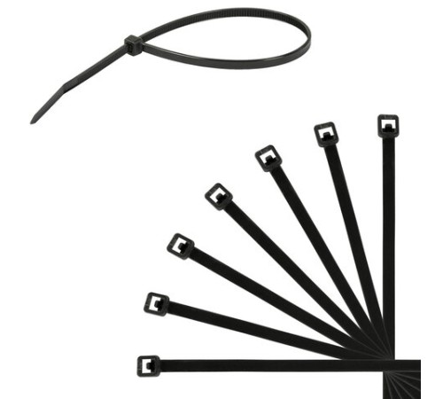 Стяжка (хомут) нейлоновая сверхпрочная POWER LOCK, 3,6х200 мм, КОМПЛЕКТ 100 шт., черная, SONNEN, 607916