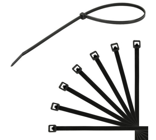 Стяжка (хомут) нейлоновая сверхпрочная POWER LOCK, 3,6x300 мм, КОМПЛЕКТ 100 шт., черная, SONNEN, 607917