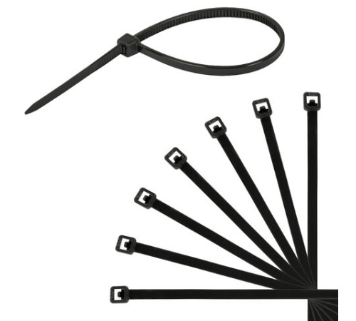 Стяжки (хомуты) нейлоновые сверхпрочные НАБОР 150 шт. (2,5х100/150 мм; 3,6х200 мм), черные, SONNEN, 607924