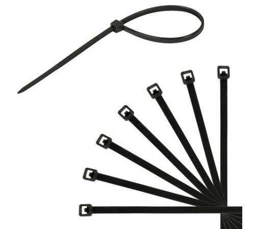 Стяжки (хомуты) нейлоновые сверхпрочные НАБОР 150 шт. (2,5х100/150 мм; 3,6х200 мм), черные, SONNEN, 607924