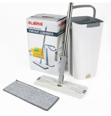 Швабра с отжимом и ведром 11л/9л, двухкамерное, ProClean, насадка из микрофибры карманы с 2-х сторон, белый, LAIMA, 607979