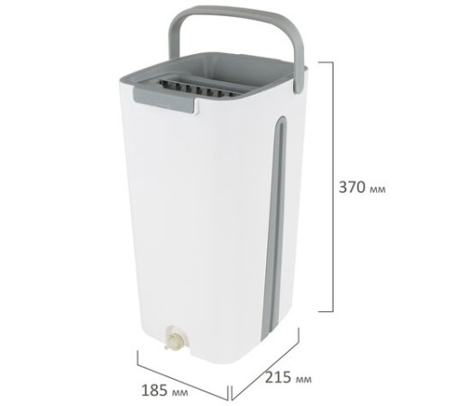 Швабра с отжимом и ведром 11л/9л, двухкамерное, ProClean, насадка из микрофибры карманы с 2-х сторон, белый, LAIMA, 607979