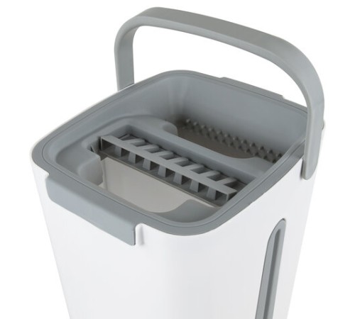 Швабра с отжимом и ведром 11л/9л, двухкамерное, ProClean, насадка из микрофибры карманы с 2-х сторон, белый, LAIMA, 607979