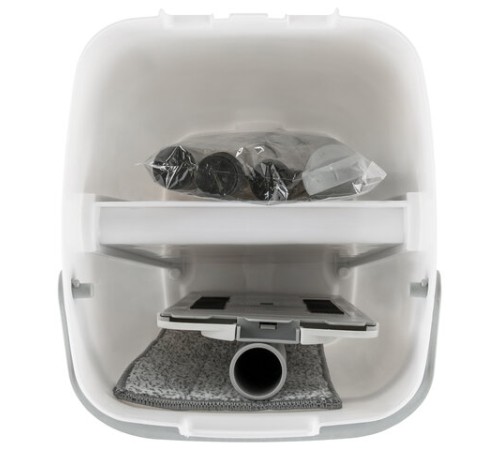 Швабра с отжимом и ведром 11л/9л, двухкамерное, ProClean, насадка из микрофибры карманы с 2-х сторон, белый, LAIMA, 607979