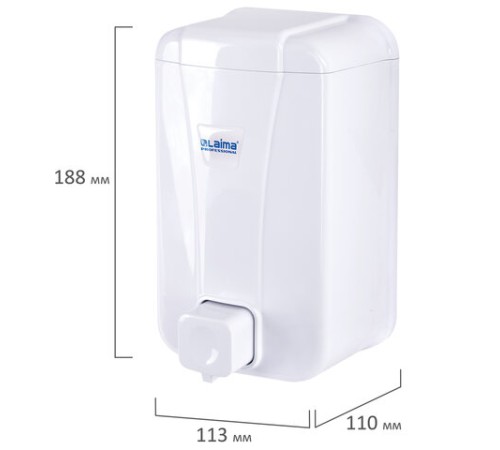 Дозатор для жидкого мыла LAIMA PROFESSIONAL LSA, НАЛИВНОЙ, объем 1 л, цвет белый, 607995, 3430-0