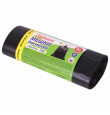 Мешки для мусора 60 л, черные, в рулоне 20 шт., ПНД 8 мкм, 58х65 см, ЛЮБАША, 608092