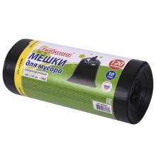 Мешки для мусора 120 л черные, в рулоне 10 шт., ПВД 55 мкм, 68х105 см, ЛЮБАША, 608097