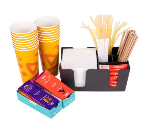 Подставка органайзер барный (шесть отделений) для салфеток, сахара, размешивателей, зубочисток, трубочек, ложечек, LAIMA, 608100