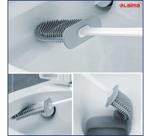 Ершик для унитаза силиконовый FLAT TYPE (плоский) напольный / настенный с креплением, LAIMA, 608131