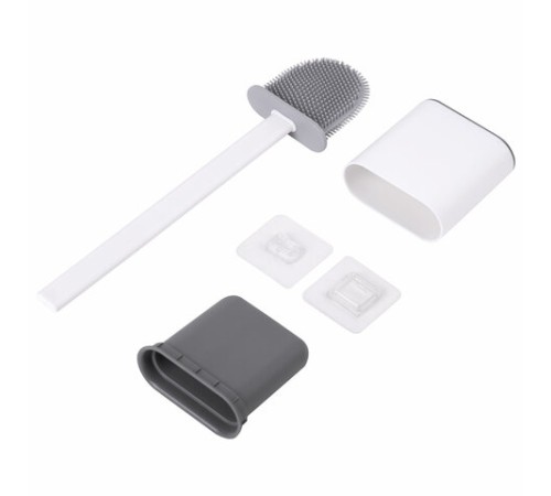 Ершик для унитаза силиконовый FLAT TYPE (плоский) напольный / настенный с креплением, LAIMA, 608131